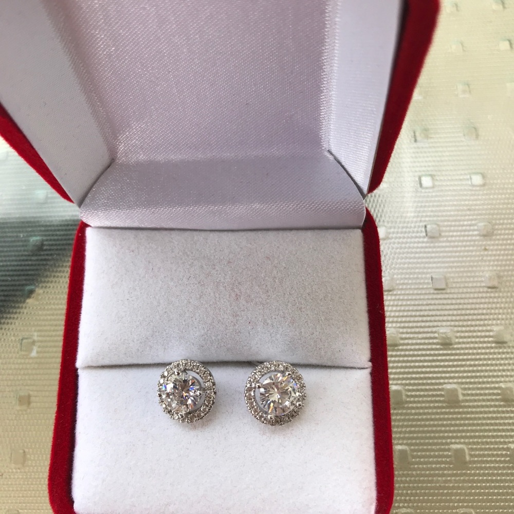 New real 925 silver diamond Cz earrings
